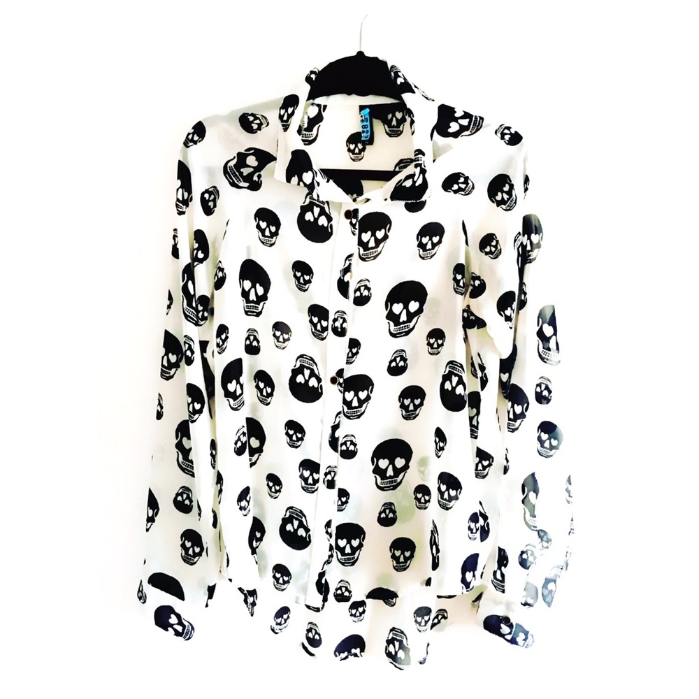 Sheer | Long-sleeve | Skull | Top